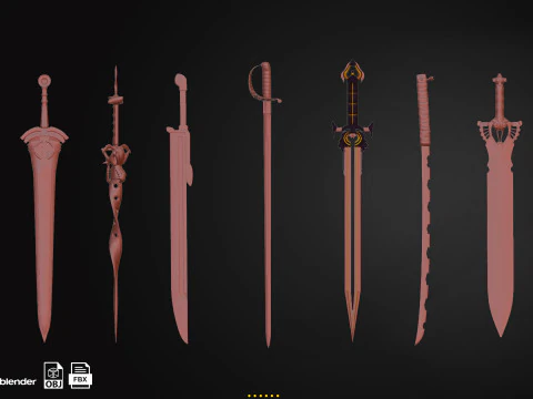 50 Sword Base Mesh 3D Model