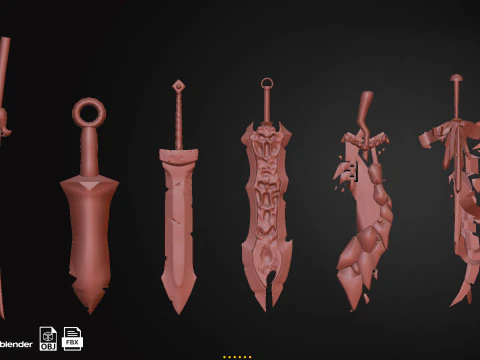 50 Sword Base Mesh 3D Model