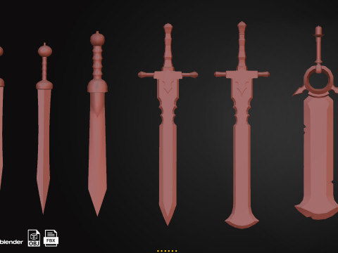 50 Sword Base Mesh Model 3D