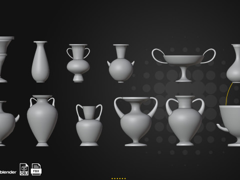 56 Ancient Greek Vases Pets 3D Model