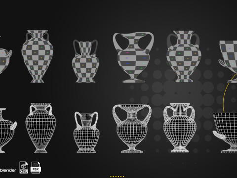 56 Ancient Greek Vases Pets 3D Model