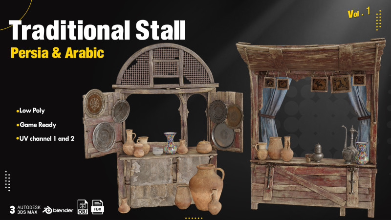 Traditional Stall 3D मॉडल .c4d .max .obj .3ds .fbx .stl .blend