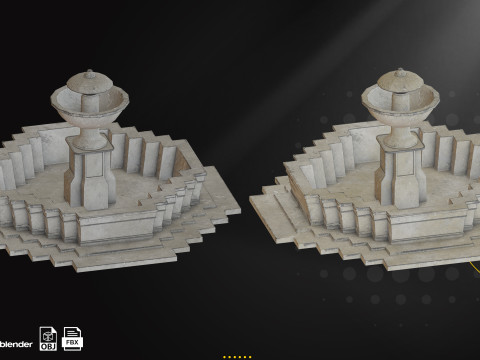 Concrete Fountains Game Ready Pack 3D Модель