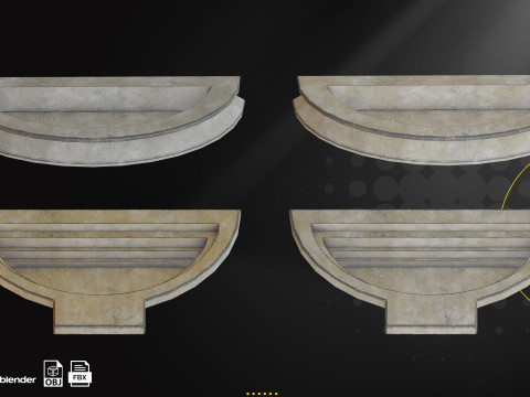 Concrete Fountains Game Ready Pack 3D Модель
