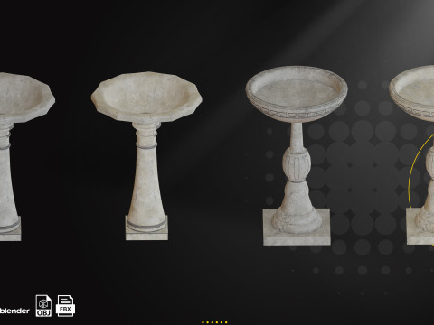 Concrete Fountains Game Ready Pack 3D Модель