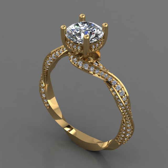 Solitaire Ring 3D Модель .c4d .max .obj .3ds .fbx .stl .blend 