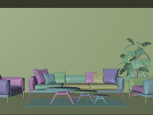 modern sofa set - interior 3d scene Model 3D