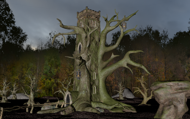 Tree tower 3D Model .c4d .max .obj .3ds .fbx .stl .blend 