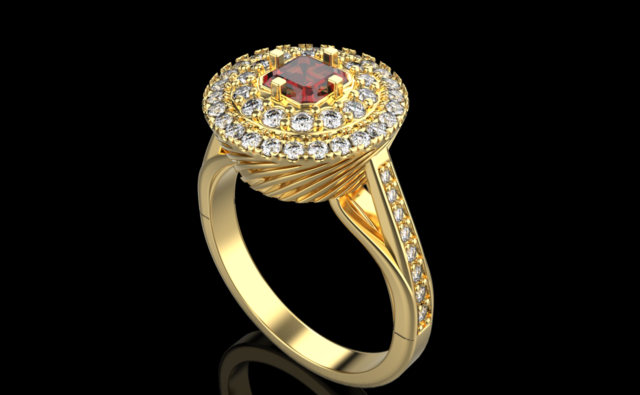 Louis Vuitton High Jewelry Cocktail Ring 3dm stl renders details