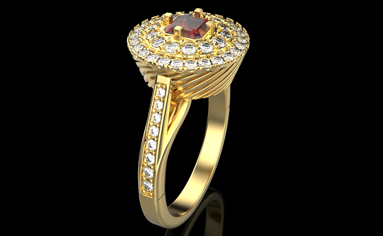 Louis Vuitton High Jewelry Cocktail Ring 3dm stl renders details