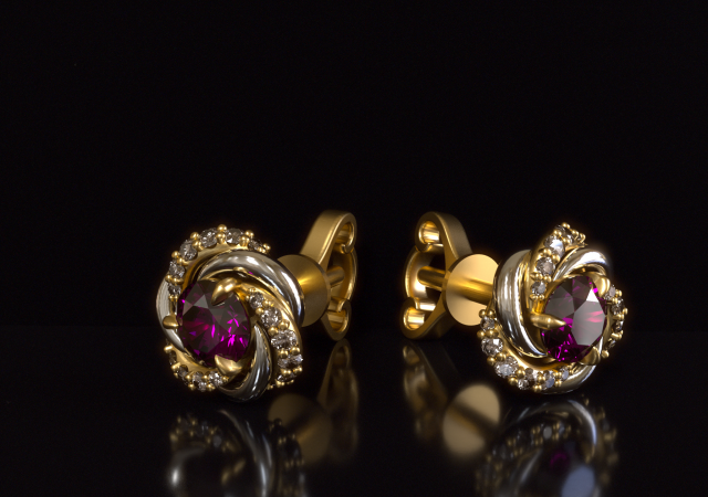 Earring Pusset 3Dプリントモデル .c4d .max .obj .3ds .fbx .stl .blend 
