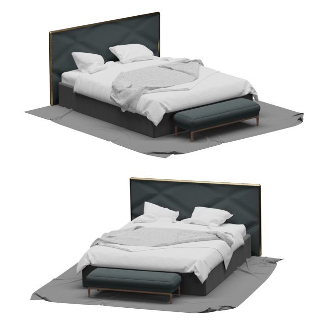 Double bed 3D Model .c4d .max .obj .3ds .fbx .stl .blend 