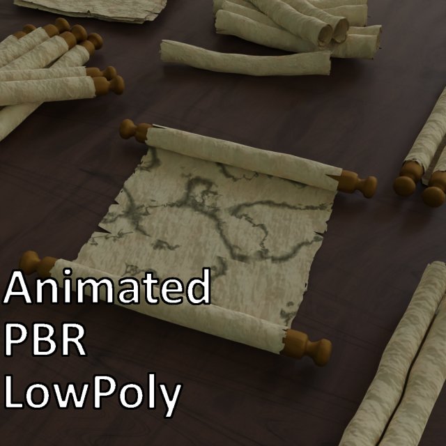 paper scrolls animated 3D Model .c4d .max .obj .3ds .fbx .stl .blend 
