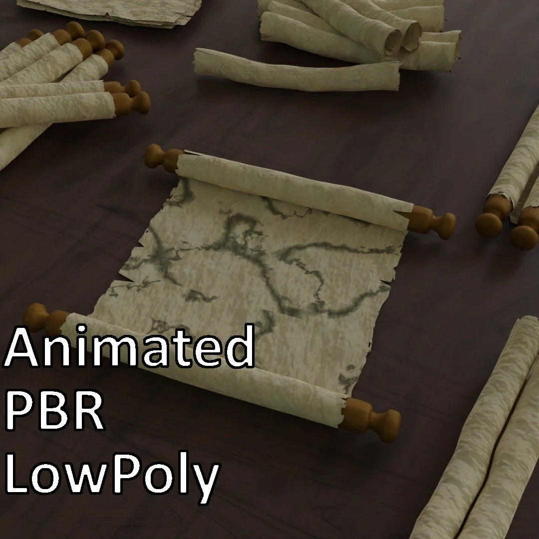 paper scrolls animated 3D Model .c4d .max .obj .3ds .fbx .stl .blend 
