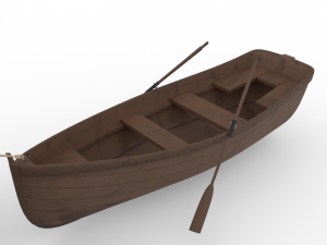 wooden rowing boat 3D Model