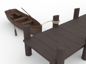 wooden rowing boat Model 3D