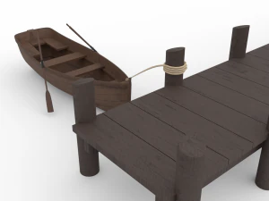 wooden rowing boat 3D Model