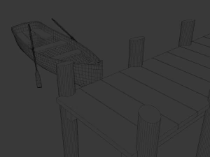 wooden rowing boat 3D Model