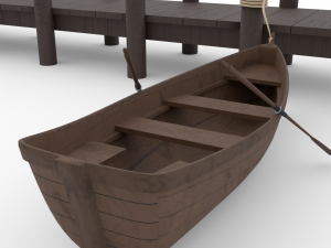 wooden rowing boat Model 3D