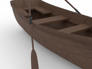 wooden rowing boat Model 3D