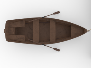 wooden rowing boat Model 3D