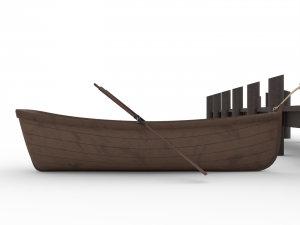 wooden rowing boat Model 3D
