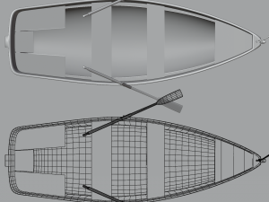 wooden rowing boat Model 3D