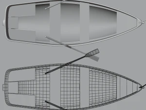 wooden rowing boat 3D Model