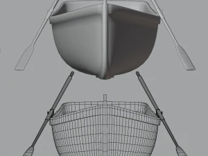 wooden rowing boat 3D Model