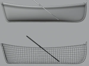 wooden rowing boat 3D Model
