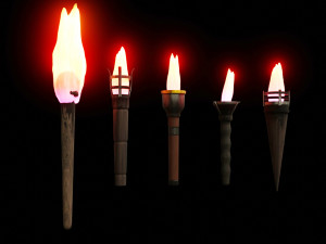 animated fire torches with looping animation 3D Model