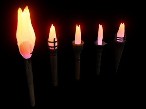 animated fire torches with looping animation Model 3D