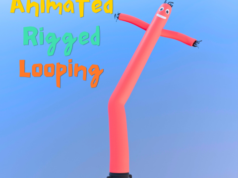 Tall Tube Man Looping Animated Rigged 3D Model