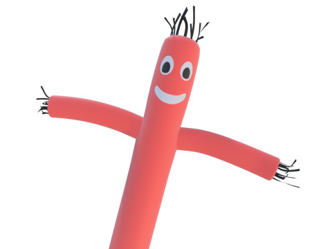 Tall Tube Man Looping Animated Rigged 3D Model