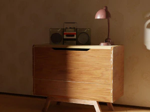 set rdio table lamp low-poly 3D Model