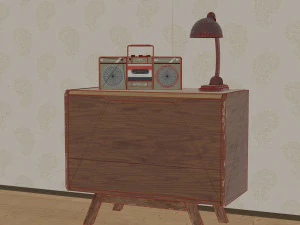 set rdio table lamp low-poly 3D Model