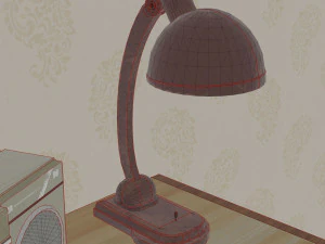 set rdio table lamp low-poly 3D Model
