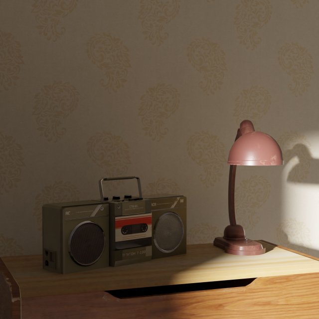 set rdio table lamp low-poly Modelo 3D .c4d .max .obj .3ds .fbx .stl .blend 