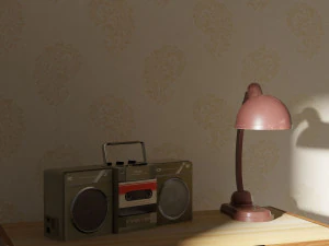 set rdio table lamp low-poly 3D Model