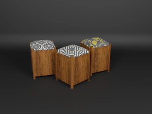 3 piccole sedie Modello 3D