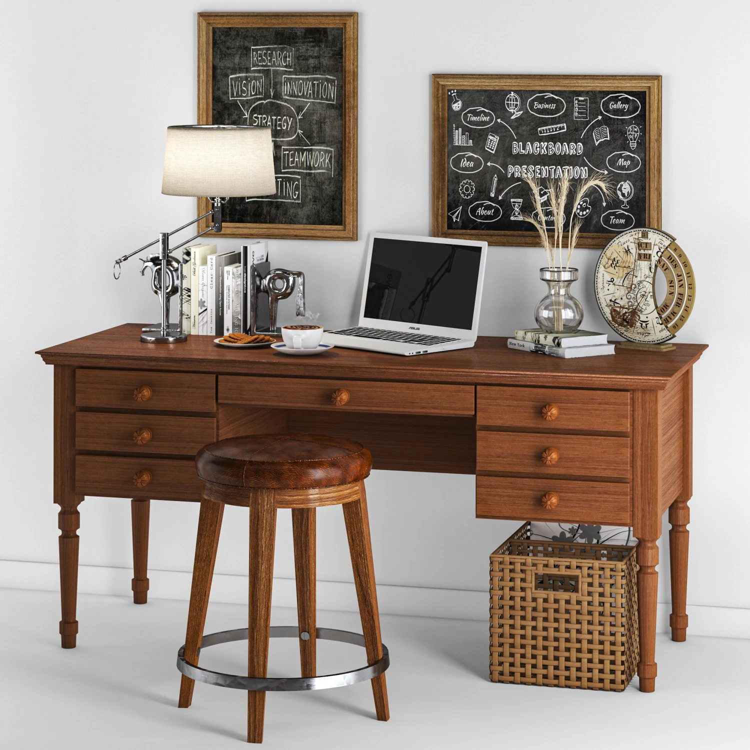 posto di lavoro Modello 3D .c4d .max .obj .3ds .fbx .stl .blend 