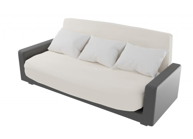 gray skin sofa with white soft pillows s procedural textures 3D Model .c4d .max .obj .3ds .fbx .stl .blend 