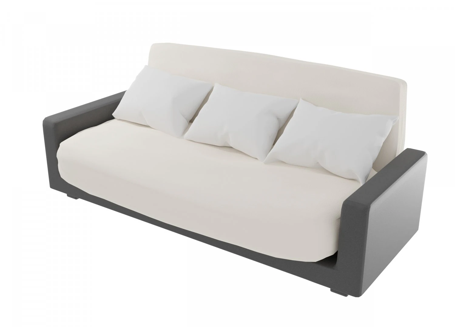 gray skin sofa with white soft pillows s procedural textures 3D Model .c4d .max .obj .3ds .fbx .stl .blend 