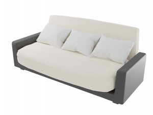gray skin sofa with white soft pillows s procedural textures 3D 模型