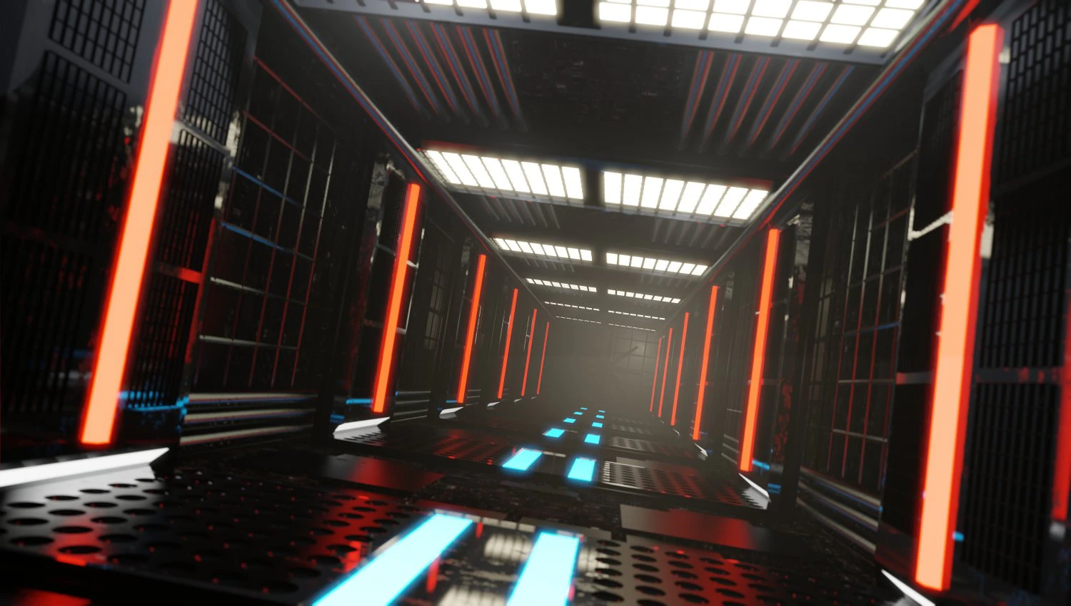 sci-fi tunnel for blender with textures and materials 3D Model .c4d .max .obj .3ds .fbx .stl .blend 