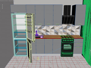 kitchen design complete set headset corona render 3D मॉडल