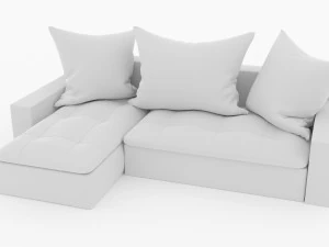 sofa kulit putih nyaman yang bergaya Model 3D