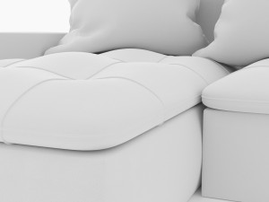 stylish comfortable white leather sofa 3D Model
