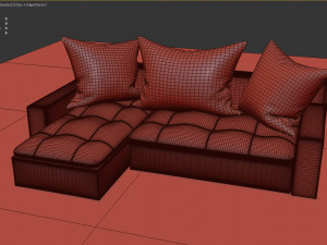 stylish comfortable white leather sofa 3D Model