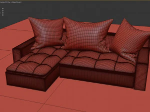 stylish comfortable white leather sofa 3D Model